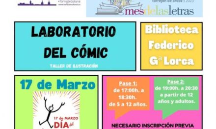 Torrejón: Este jueves, 17 de marzo, la Biblioteca Central Federico García Lorca celebrará el taller de ilustración “Laboratorio de Cómic” …